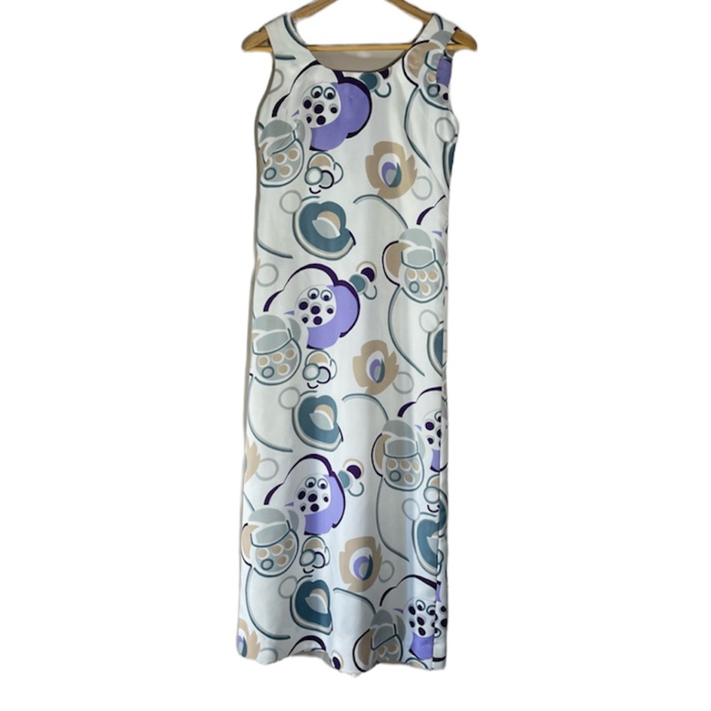 60s Abstract Dress Party Sheath Lined Midi Maxi Floral Handmade 1960s